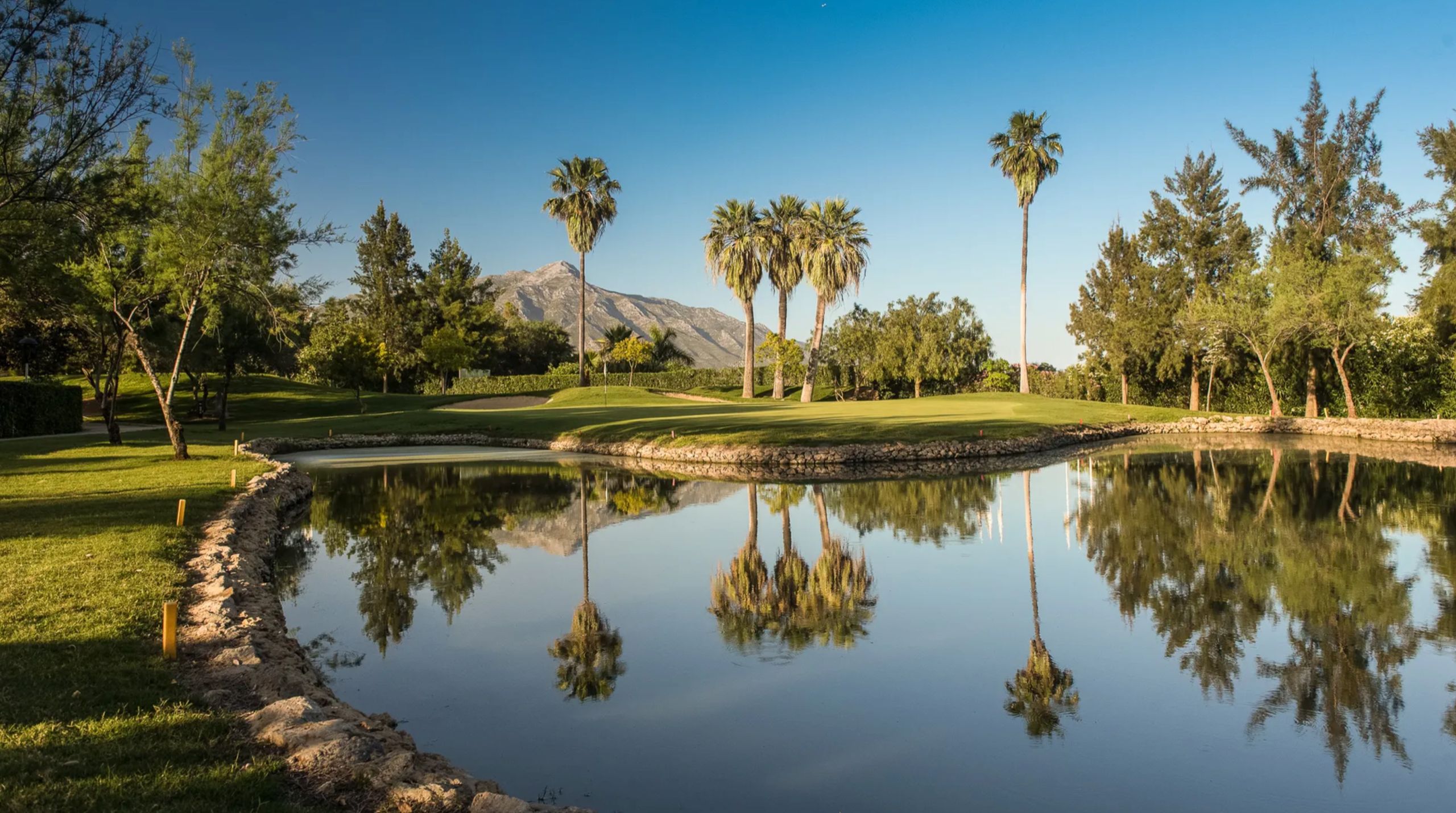 Vistas de un campo de golf en Nueva Andalucía